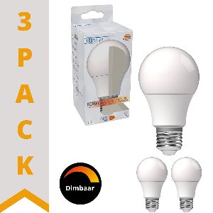 DimToWarm LED Lamp E27 - Dimbaar naar extra warm wit - Mat - 8W (60W) - 3 lampen