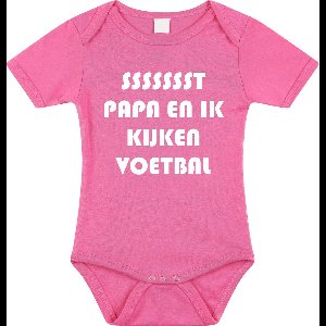 Rompertjes baby - papa en ik kijken voetbal - baby kleding met tekst - kraamcadeau jongen - maat 68 roze