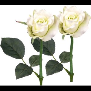 Top art Kunstbloem roos Alice de luxe - Set van 4x stuks - wit - 30 cm - kunststof steel - decoratie