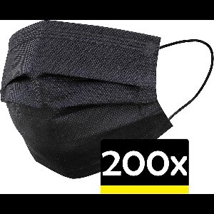 Mondkapje Zwart Wegwerp - Mondmasker Wegwerp - Mondkapje Wegwerp Zwart - Mondkapjes Wegwerp Zwart - 200 Stuks