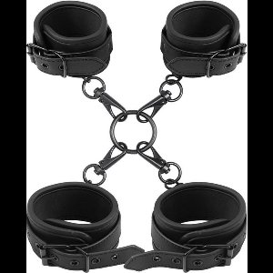 INTOYOU BLACK SHADOW - Wrist And Ankle Cuffs Set Vegan Leather