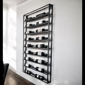 Catrinaz® Wijnrek Muur in Hoogwaardig Staal voor 18 Flessen – Mat Zwart – Hangend Wijnrek – Industrieel | Modern – Ruimtebesparend & Decoratief