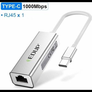 EDUP USB-C RJ45 Gigabit Ethernet Netwerkadapter - 1000 Mbps - USB 3.0 - Plug & Play - Aluminium Behuizing