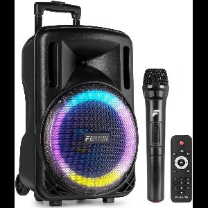Speaker Bluetooth - Fenton FT10LED MK2 karaoke box met LED’s, accu en microfoon - Voor huisfeestjes