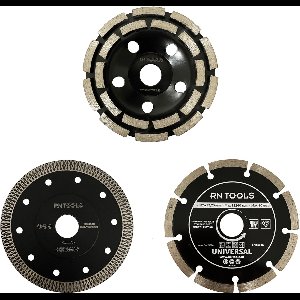 RNtools Diamantzaagbladenset 3-delig - Ø 125 x 22.23 mm - bestaande uit Diamantzaagblad Universeel, Diamant Komschijf met Dubbele Rij en Diamantzaagblad voor Keramische Tegels en Natuursteen