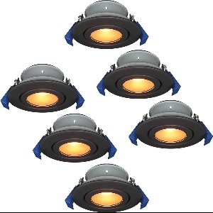Set van 6 Lima LED inbouwspots - 4 Watt 345 lumen - 2700K Warm wit - GU10 - Dimbaar - Rond - Kantelbaar - IP65 Waterdicht - Zwart - Voor binnen, buiten en badkamer