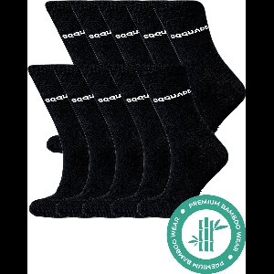 SQQUADD® Bamboe Sokken Dames en Heren - Unisex 10-pack - Maat 35-38 - Naadloos en Duurzaam - Tegen Zweetvoeten - Bamboo - Zwart