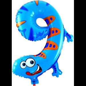 Ballon cijfer 9 dieren 41cm