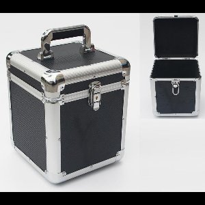 LP single 7 inch vinyl koffer voor opbergen van 70 - 100 singles afsluitbaar zwart aluminium
