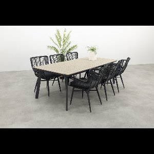 Jasmine Black/GI Vigo 6-persoons dining tuinset 230x100 cm.