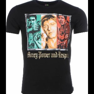 T-shirt - Scarface Money Power Respect Print - Zwart