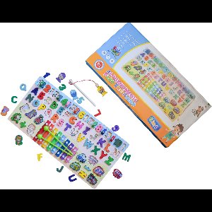 Houten Educatief Speelbord 8-in-1 – Alfabet, Cijfers, Xylofoon, Vormen & Visspel, montessori speelgoed van 45cm x 20 cm, Perfecte cadeau voor verjaardag en kerst,