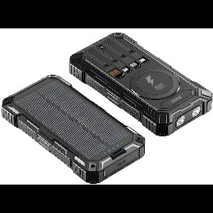OOQE MultiCharge 4 - All-in-One Solar Powerbank | Powerbank Zonneenergie | Ideaal voor Noodsituaties | 7 Apparaten Tegelijkertijd Opladen | Draadloos Opladen | 22.5W Snellader | Zaklamp | Geschikt voor Samsung, Apple en Andere Merken | Zwart