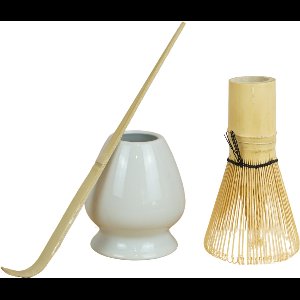 Dastium Home Matcha - Matcha Set - 3 delige set met matcha klopper, lepel en whisk houder - Matcha Whisk - Matcha Starterkit - Wit