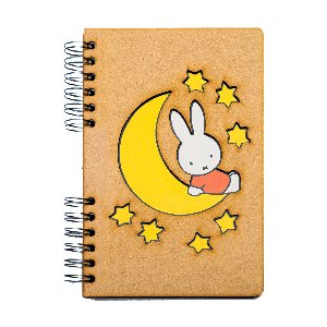 Duurzaam Houten Notitieboek – KOMONI – Nijntje op de Maan – Miffy–on–the-Moon – Gerecycled papier – Navulbaar –