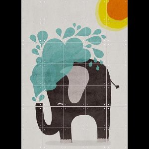 IXXI Funny elephant, Treechild & Various - 100 x 140 cm - Gratis ophangtool - Grote wanddecoratie en posters - Grafisch Ontwerp, Speels, Digitale
