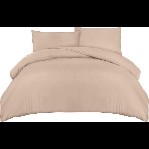 Bedding Dekbedovertrek Set - Zachte Microvezel Dekbedovertrek 200x200cm met Kussenslopen 50x75cm - Beddengoed Dekbedovertrek Set - Beige