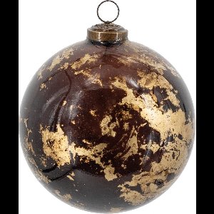 HomeBound by KY | Glazen kerstbal brown marble | 12,5x12,5x12,5cm | kerstbal