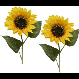 Everlands Kunstbloem Zonnebloem tak - 4x - 64 cm - geel - kunst zijdebloem - decoratie bloemen