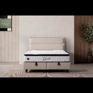 BSS Bedding Excelente - Bed Boxspring Set - Complete Boxspring - 140x200 - Slaapkamerbed - 1 x Matras met Topper - 2 x Bedbox - 1 x Hoofdbord