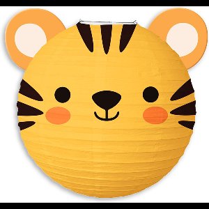 LUQ - Tijger - Lampion - Sint Maarten - Lampionstokje - Zonder - Lichtje - Dieren - TrekLampion - Papier - Kind - Geel - 1 Stuk