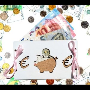 Geld cadeaukaart Spaarvarken - Onbedrukt - 14 varianten - MDF wit 3mm - Cadeau sparen - Geld envelop - Geschenk envelop - Verjaardagskaart volwassenen - Wenskaart huwelijk - Origineel cadeau - geldkaart