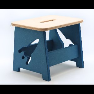 Houten kruk voor kinderen - Kinderkruk - Opstapje - Blauw - Raket