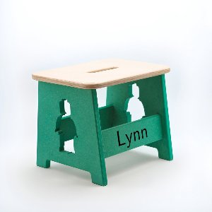 Houten kruk voor kinderen met eigen naam - Kinderkruk - Opstapje - Groen - Lego man - Gepersonaliseerd cadeau