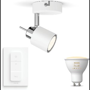 Philips Hue Meranti Opbouwspot (Wit) - Warm tot Koelwit Licht - Incl. Hue Dimmer Switch - Wandspot of Plafondspot met 1 Lichtpunt - GU10 - Hue White Ambiance