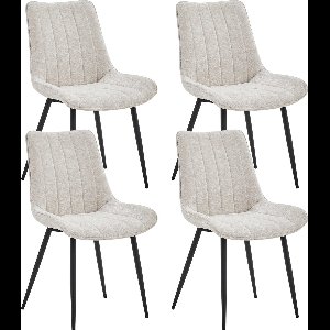 Colenis® - Verta Eetkamerstoel - Set Van 4 - Beige - Chenille Stof - Industrieel - Stoel