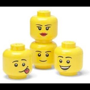 Opbergbox, Opbergdoos, Mini, Set van 4 Stuks, Hoofd, Boy, Girl, Silly, Winky - LEGO