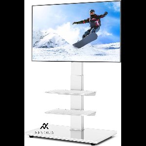 Nevolis Floor Stand for 32-70 Inch LCD/LED Flat Curved Screen with Cable Management Swivel and Height Adjustable White TV Stand Max VESA 400x400mm .