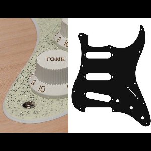 Boston ST-213-SCH pickguard, Stallion, standard, SSS, 3 pot holes, 3-5 switch, 2 ply, sparkling champagne