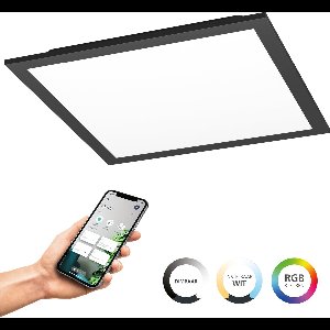 EGLO connect.z Moradillo Smart LED Paneel - 29.5 x 29.5 cm - Zwart - Instelbaar RGB & wit licht - Dimbaar - Zigbee