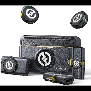 ​Hollyland Lark M2 Combo Draadloze Microfoon Set - 48kHz Studio Kwaliteit - 300m Bereik - 40u Opname - Noise Cancelling - Compatibel met Smartphone/Camera​​