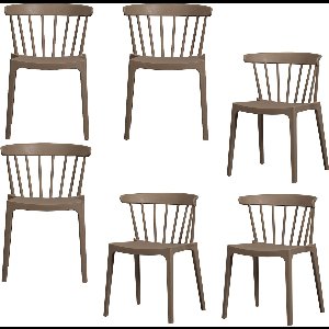 WOOOD Bliss Tuinstoelen - Plant Fiber - Bruin Melange - Set van 6