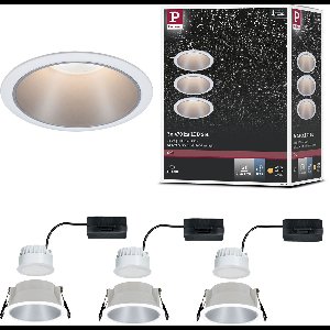 LED-inbouwlamp 3-Step-Dim Cole Coin Set van 3 IP44 rond 88mm Coin 3x6W 3x470lm 230V dimbaar 2700K Wit, Zilver mat