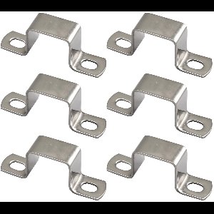 40x40mm Square Pipe Clamp (6pcs) 304 Stainless Steel U-shaped Strut Connector Bracket Tube Buckle Hose Clamp Cable Clamp Silver