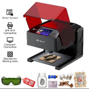 Laser Graveermachine Pixi 5W - 3.5 Inch Touchscreen - Laser Cutter - Laserprinter All In One - Graveren - Display - Zwart/Rood - Laser Snijmachine - Bedienbaar Met APP