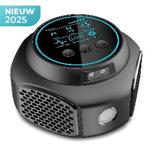 Ultrasone Insecten- en Knaagdierverjager – 100 m² Bereik – 4 Modi met LED Display & Stroboscoop – USB-C Voeding – Geurloos & Veilig voor Mens en Dier – Zwart