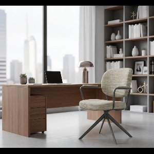 Eetkamerstoel Draaibaar Naturel Bouclé | Modern Scandinavisch Design, Met Automatic Return en Zwart Metalen Onderstel – Medahomestore