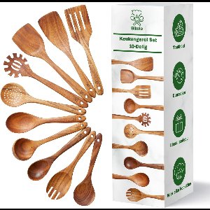 Bikolo® Keukengerei Set 10-Delig - Houten Spatel - Spatels - Kookgerei Set - Spatelset