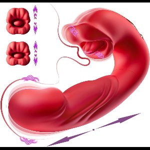 Mmgoqqt 1 Stuk 3-in-1 Mond Vibrator - Met Zuigfunctie - Rood - Draagbaar Stil Waterdicht