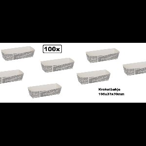 100x Kroketbakje Pubchalk karton - kroket bakje snack broodje carnaval thema feest festival