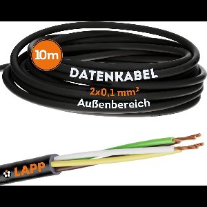 10 meter Lapp 1030279 LiYY PVC stuurstroomkabel 2x0,1 mm² zwart I LED-kabel 2 aders I datalijn I signaallijn I soldeerbare kabel