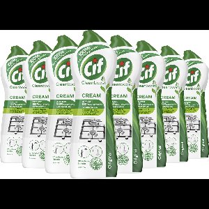 Cif Cleanboost Schuurmiddel - Cream Original - met 100% natuurlijke bestanddelen, 1 product voor 101 oppervlakken - 8 x 750 ml