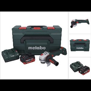 Metabo WB 18 LT BL 11-125 Quick accu haakse slijper 18 V 125 mm borstelloos + 1x oplaadbare accu 10.0 Ah + lader + metaBOX