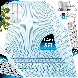 KESSER® 14x Dubbelwandige Polycarbonaat Plaat voor Tuinkas 10,25 m² 4 mm dik - Broeikas Platen 121 x 60,5 cm met 50x Klemmen + 50x Z-Clips Dakplaten - Doorzichtig