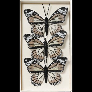 Decoris decoratie vlinders op draad - 3x - bruin tinten - 8 x 6 cm