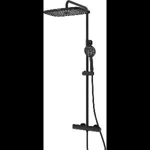 EcoRain© 30% Waterbesparende Regendouche Doucheset Melvin 30 CM met Thermostaatkraan - Handdouche 13 CM - Hoge Druk - Universeel - Anti-Kalk Douchekop - 5 jaar garantie - Zwart